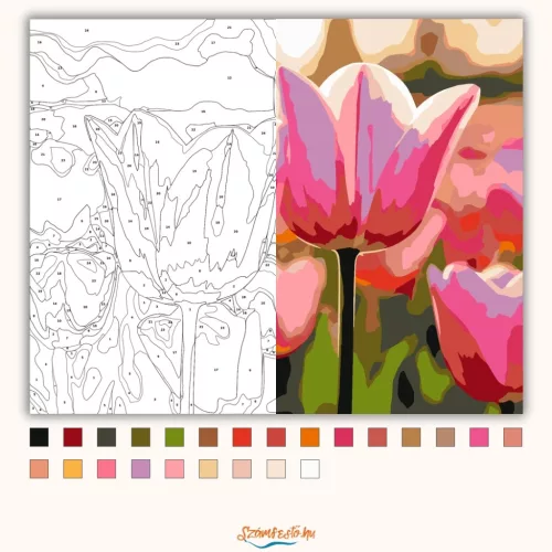 Csodálatos tulipánok - számfestő készlet - Számfestő.hu - 80×100cm - Keret nélkül