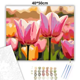 Csodálatos tulipánok - számfestő készlet - Számfestő.hu - 40×50cm - Keret nélkül
