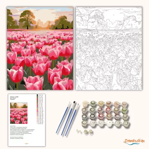 Tulipánmező - számfestő készlet - Számfestő.hu - 60×70cm - Keret nélkül