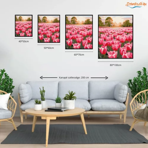 Tulipánmező - számfestő készlet - Számfestő.hu - 80×100cm - Keret nélkül