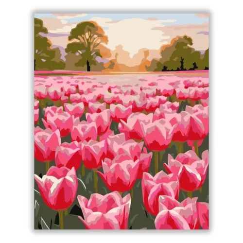 Tulipánmező - számfestő készlet - Számfestő.hu - 80×100cm - Keretre feszítve