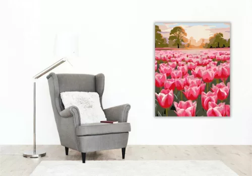 Tulipánmező - számfestő készlet - Számfestő.hu - 80×100cm - Keretre feszítve