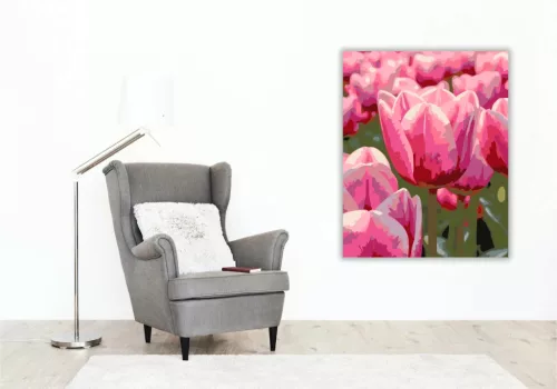 Harmatcseppes tulipánok - számfestő készlet - Számfestő.hu - 80×100cm - Keret nélkül