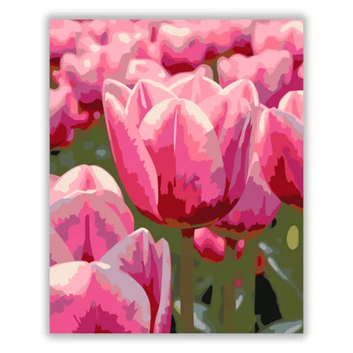 Harmatcseppes tulipánok - számfestő készlet - Számfestő.hu - 40×50cm - Keret nélkül