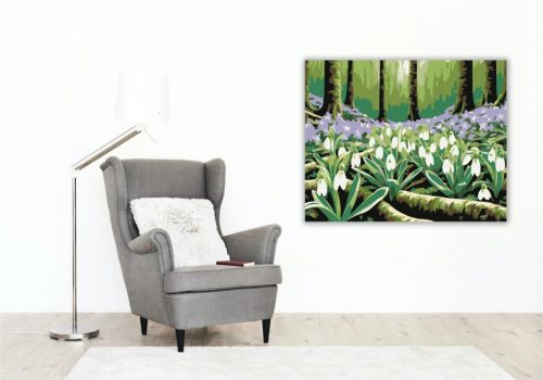 Üde hóvirágos tisztás - számfestő készlet - Számfestő.hu - 60×70cm - Keret nélkül