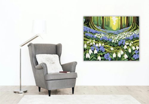 Erdei hóvirágmező - számfestő készlet - Számfestő.hu - 50×60cm - Keret nélkül