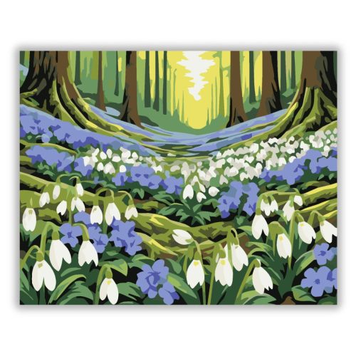 Erdei hóvirágmező - számfestő készlet - Számfestő.hu - 60×70cm - Keretre feszítve