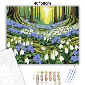 Erdei hóvirágmező - számfestő készlet - Számfestő.hu - 40×50cm - Keret nélkül