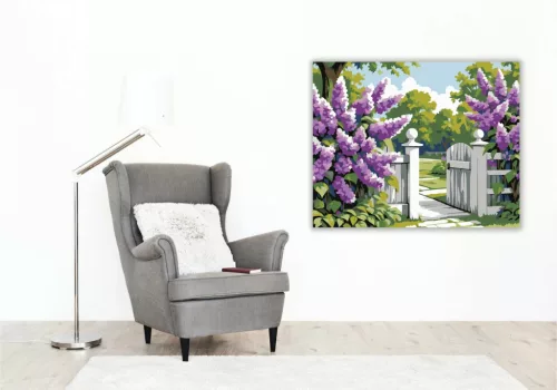 Virágzó orgonabokrok - számfestő készlet - Számfestő.hu - 60×70cm - Keretre feszítve