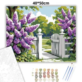 Virágzó orgonabokrok - számfestő készlet - Számfestő.hu - 40×50cm - Keret nélkül