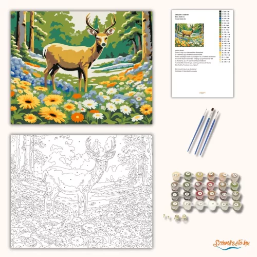 Tavaszi tisztás őre - számfestő készlet - Számfestő.hu - 50×60cm - Keretre feszítve