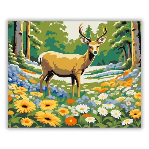 Tavaszi tisztás őre - számfestő készlet - Számfestő.hu - 50×60cm - Keretre feszítve