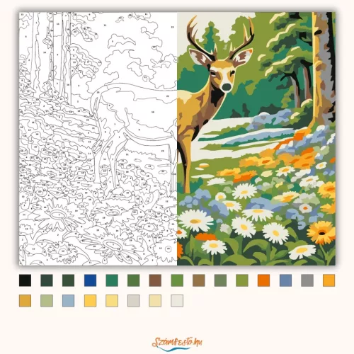 Tavaszi tisztás őre - számfestő készlet - Számfestő.hu - 60×70cm - Keret nélkül