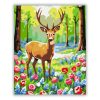 Üde szarvas a virágtisztáson - számfestő készlet - Számfestő.hu - 40×50cm - Keret nélkül