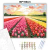 Színes tulipánmező - számfestő készlet - Számfestő.hu - 80×100cm - Keretre feszítve