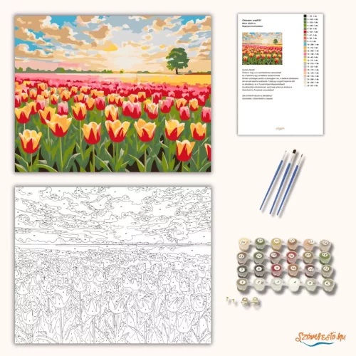 Magányos fa pirkadatban - számfestő készlet - Számfestő.hu - 40×50cm - Keret nélkül