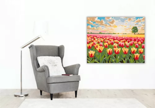 Magányos fa pirkadatban - számfestő készlet - Számfestő.hu - 40×50cm - Keret nélkül