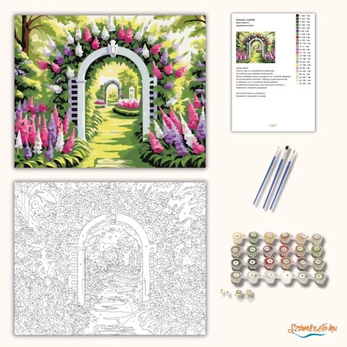 Napsütötte kerti boltív - számfestő készlet - Számfestő.hu - 40×50cm - Keret nélkül