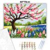 Virágzó cseresznyefa - számfestő készlet - Számfestő.hu - 60×70cm - Keret nélkül