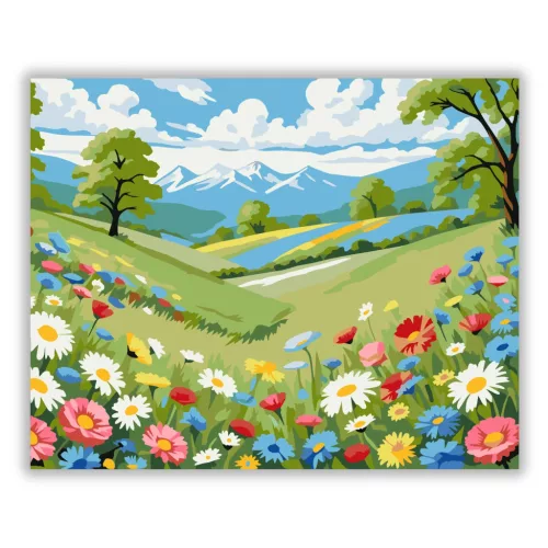 Tavaszi vadvirágmező - számfestő készlet - Számfestő.hu - 60×70cm - Keret nélkül