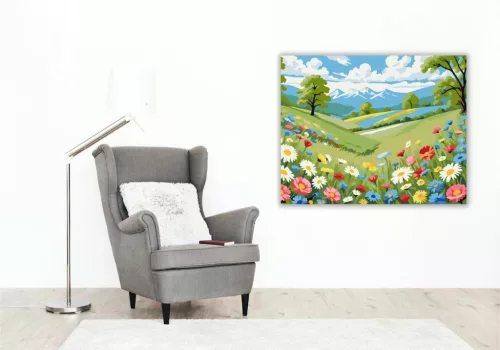 Tavaszi vadvirágmező - számfestő készlet - Számfestő.hu - 80×100cm - Keret nélkül