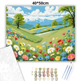 Tavaszi vadvirágmező - számfestő készlet - Számfestő.hu - 40×50cm - Keret nélkül