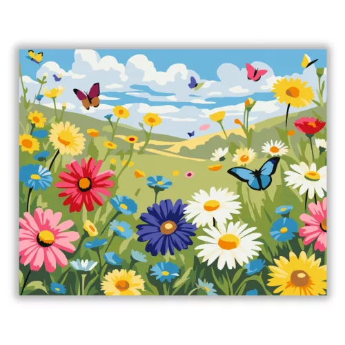 Tavaszi pillangók - számfestő készlet - Számfestő.hu - 50×60cm - Keretre feszítve