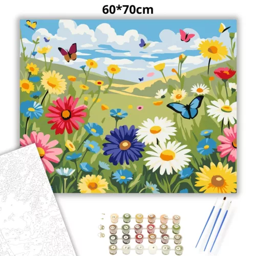 Tavaszi pillangók - számfestő készlet - Számfestő.hu - 60×70cm - Keretre feszítve