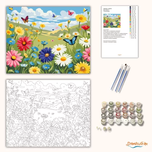 Tavaszi pillangók - számfestő készlet - Számfestő.hu - 60×70cm - Keret nélkül