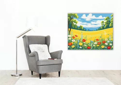 Napsütötte pipacsmező - számfestő készlet - Számfestő.hu - 60×70cm - Keret nélkül