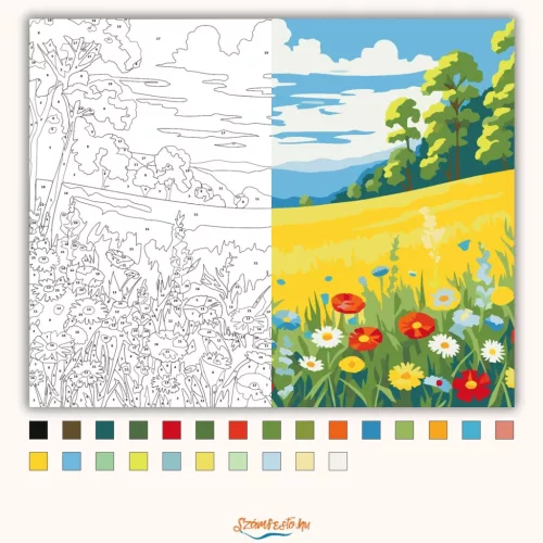 Napsütötte pipacsmező - számfestő készlet - Számfestő.hu - 40×50cm - Keret nélkül