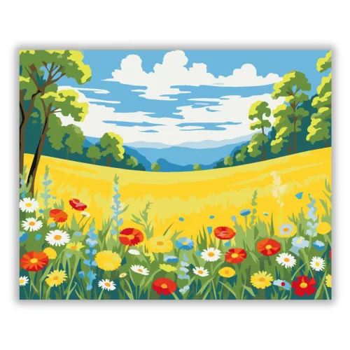Napsütötte pipacsmező - számfestő készlet - Számfestő.hu - 40×50cm - Keret nélkül