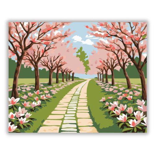 Tavaszi magnóliafasor - számfestő készlet - Számfestő.hu - 50×60cm - Keret nélkül