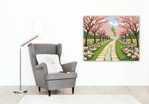 Tavaszi magnóliafasor - számfestő készlet - Számfestő.hu - 50×60cm - Keret nélkül