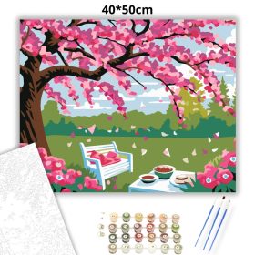 Tavaszi kerti pihenő - számfestő készlet - Számfestő.hu - 40×50cm - Keret nélkül