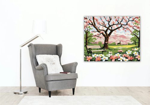 Tavaszi fa virágzása - számfestő készlet - Számfestő.hu - 60×70cm - Keret nélkül