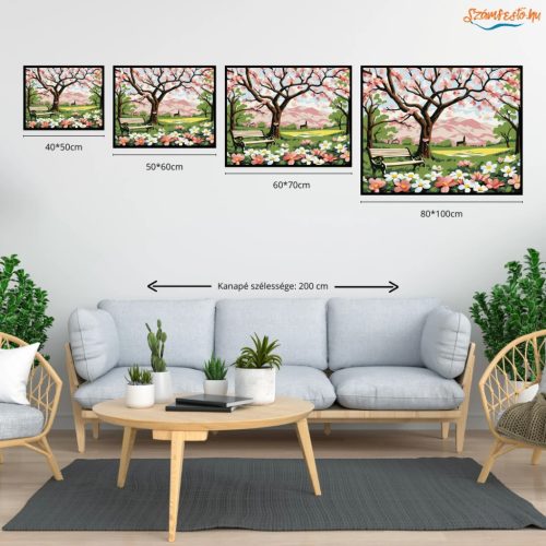 Tavaszi fa virágzása - számfestő készlet - Számfestő.hu - 40×50cm - Keretre feszítve