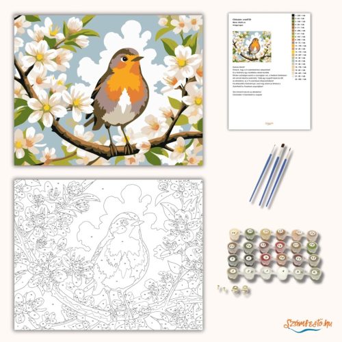 Virágzó ágon - számfestő készlet - Számfestő.hu - 40×50cm - Keret nélkül