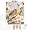 Kismadár a virágzó ágon - számfestő készlet - Számfestő.hu - 40×50cm - Keret nélkül