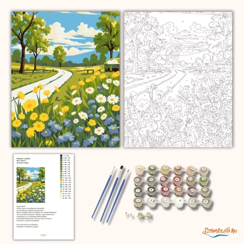Vadvirágos országút - számfestő készlet - Számfestő.hu - 60×70cm - Keret nélkül