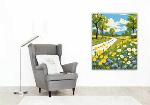 Vadvirágos országút - számfestő készlet - Számfestő.hu - 80×100cm - Keret nélkül