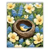 Virágok közt megbúvó fészek - számfestő készlet - Számfestő.hu - 80×100cm - Keretre feszítve