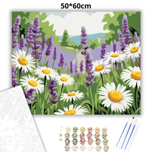 Üde levendulás - számfestő készlet - Számfestő.hu - 50×60cm - Keret nélkül