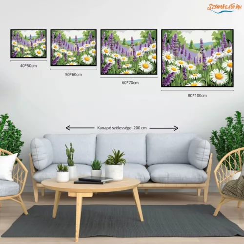 Üde levendulás - számfestő készlet - Számfestő.hu - 50×60cm - Keretre feszítve