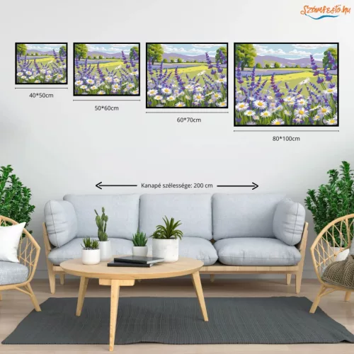 Napsütötte margaréták nyugalma - számfestő készlet - Számfestő.hu - 60×70cm - Keretre feszítve