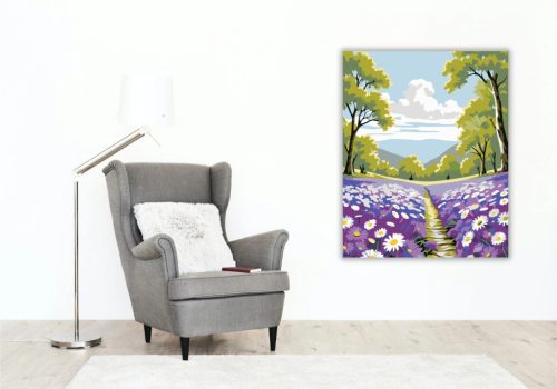Tavaszi levendulás ösvény - számfestő készlet - Számfestő.hu - 40×50cm - Keret nélkül