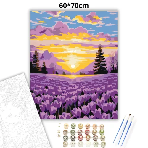 Aranyló napfelkelte - számfestő készlet - Számfestő.hu - 60×70cm - Keretre feszítve