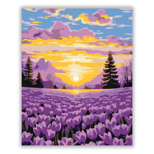 Aranyló napfelkelte - számfestő készlet - Számfestő.hu - 80×100cm - Keretre feszítve