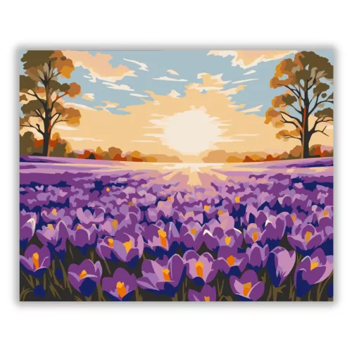 Hajnali virágtenger - számfestő készlet - Számfestő.hu - 50×60cm - Keretre feszítve