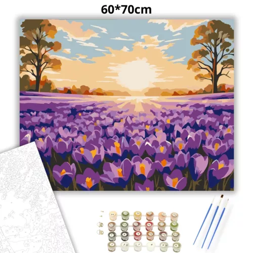 Hajnali virágtenger - számfestő készlet - Számfestő.hu - 60×70cm - Keret nélkül